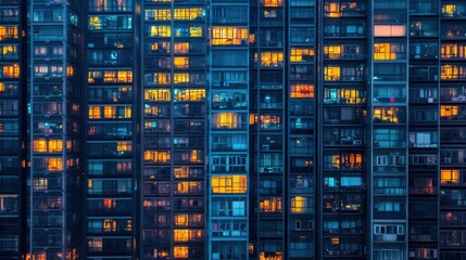 City Nightscape Windows Aglow.