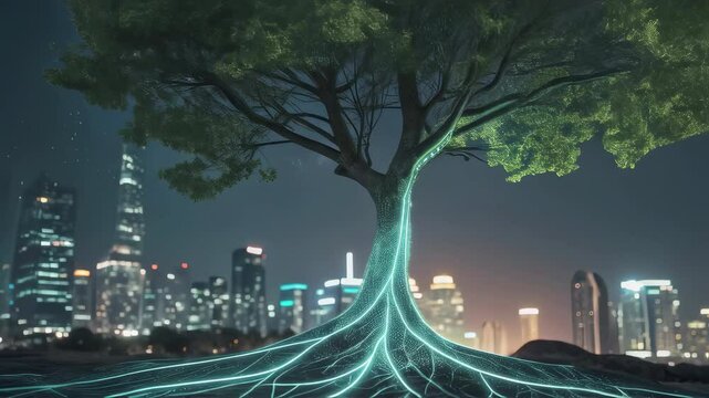 The digital mind: a tree of data streams, the energy of a megacity