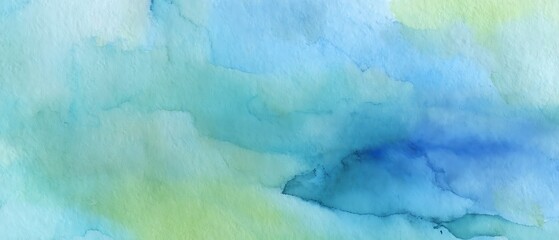 Abstract watercolor wash in pastel blues and greens