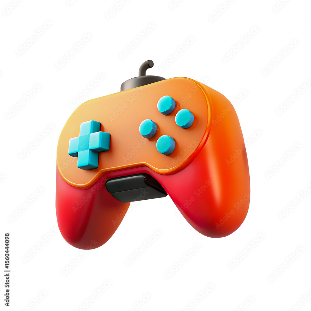 Fototapete modern 3d rendered video game controller with colorful buttons and spheres isolated on transparent b