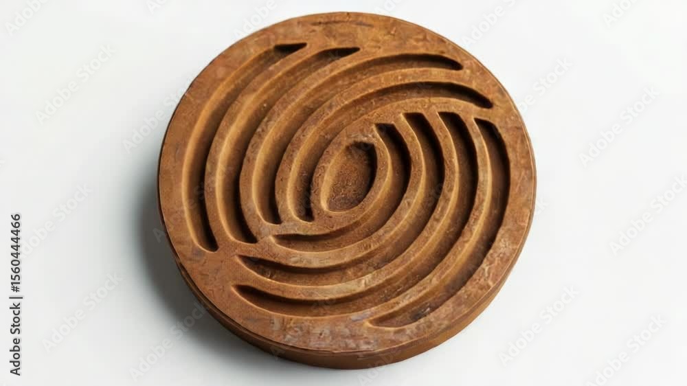Poster A close-up of a wooden object with a distinctive spiral design, possibly used for decorative or functional purposes