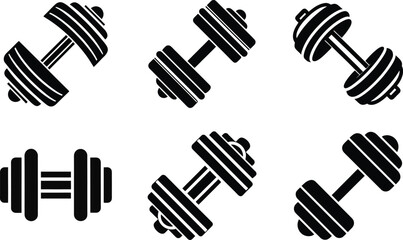 Dumbbell silhouette vector icon set