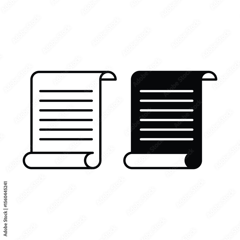 Fototapete paper scrool cion with text vector design concept silhouette and outline style