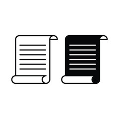 paper scrool cion with text vector design concept silhouette and outline style