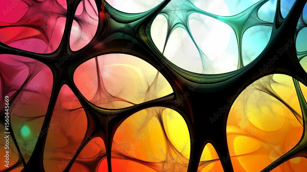 Poster abstract molecular structure with vibrant colorful background for medical and science