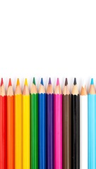 Colorful Pencils Arranged on White Background Back to School Supplies