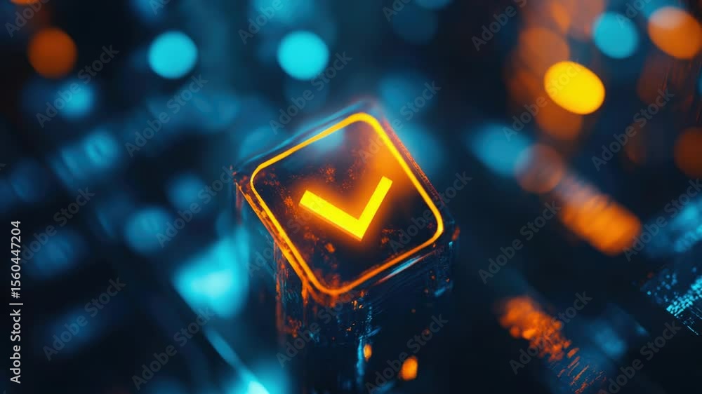 Poster close-up of a glowing keyboard button with bright blue light