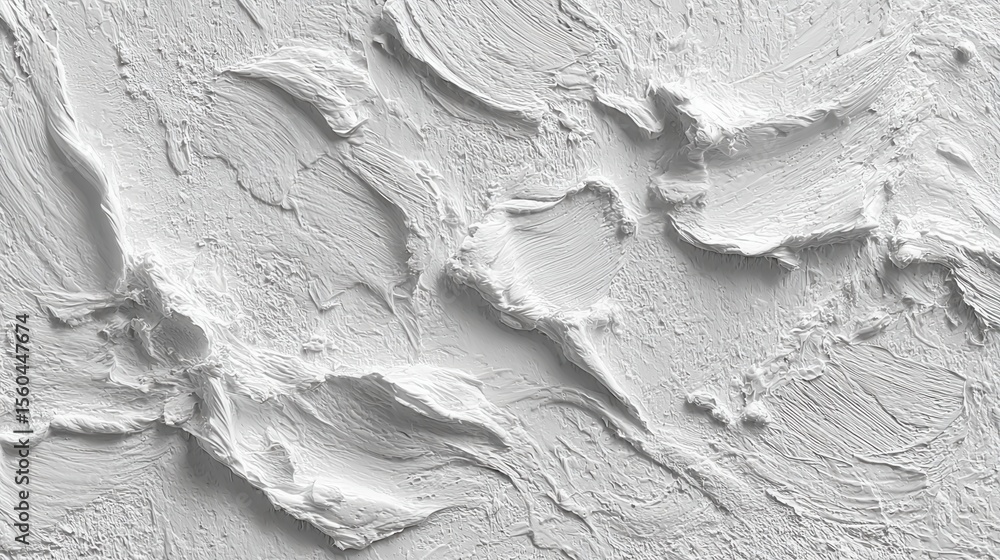 Poster abstract texture of white paint strokes covering the surface forming a relief pattern creating a uni