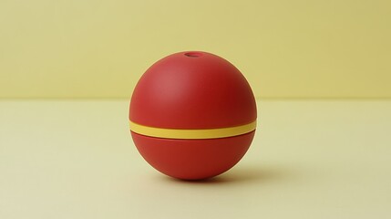 Red Sphere with Yellow Band, Isolated on Yellow Background