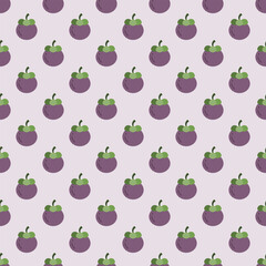 Seamless Pattern of Mangosteen Illustration.