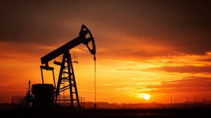 Oil Pump Jack at Sunset