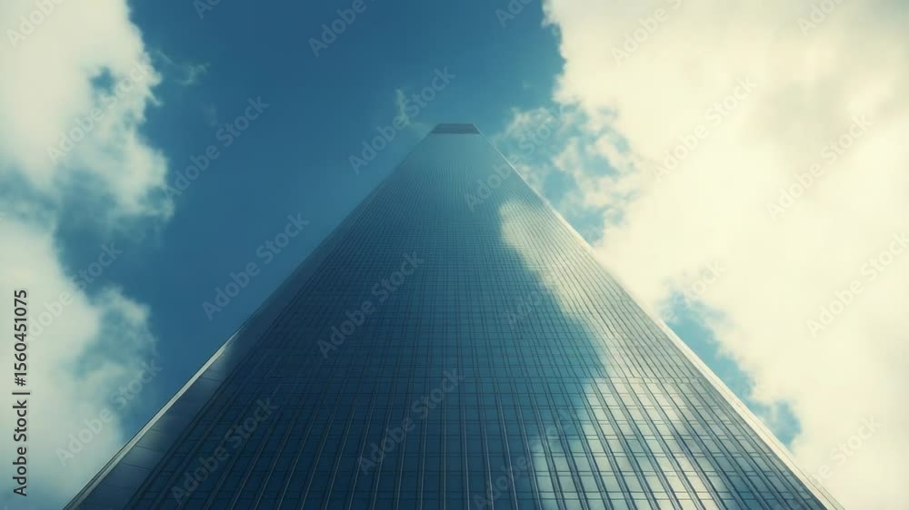 Poster a very tall building with numerous windows, suitable for use in architectural or cityscape images