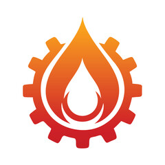 Fiery drop within a cogwheel gear liquid