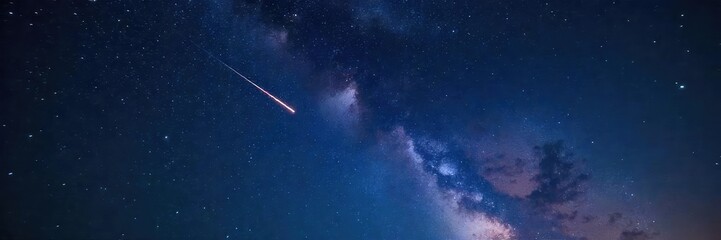 Fototapeta premium Breathtaking Shooting Star Streaking Across a Starry Night Sky, Milky Way Visible