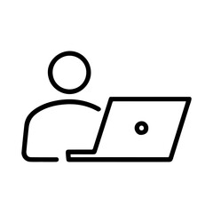 Businessman working on his laptop icon isolated on white