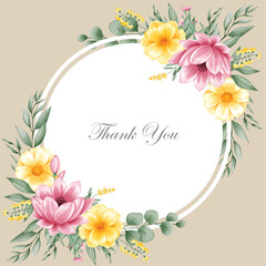 Pink and Yellow Flower Bouquet Arrangement for Wedding Greeting Cards