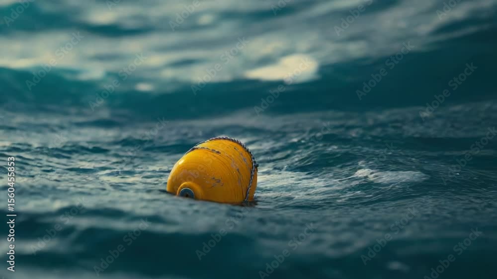 Aufkleber a single yellow buoy floating on calm water, suitable for use as a background or illustration in a v
