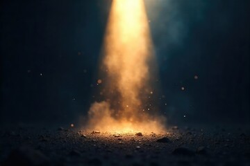 Obraz premium Dramatic Spotlight Beam Cutting Through Darkness, Illuminating Dust Motes; Hope, Revelation, New Beginnings