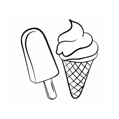 Handdrawn Ice Cream Cone Popsicle on dessert