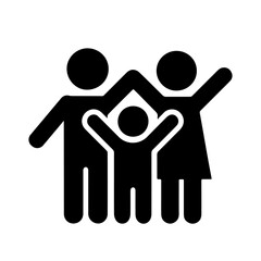 happy Family Icon silhouette vector illustration isolated flat style