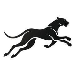 Majestic Black Panther in Motion A Powerful Vector Illustration of a Leaping Cougar