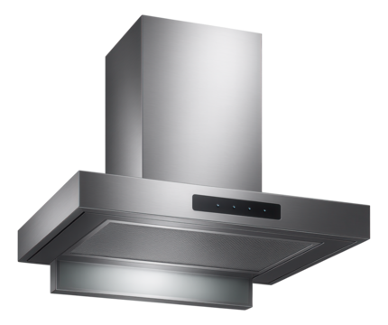 An energy-efficient range hood with a charcoal filter, designed for an environmentally conscious home.