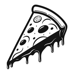 Delicious Pizza Slice Illustration Melted Cheese, Olives, and Pepperoni