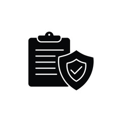 Icon depicting a checklist protected by a shield, symbolizing secure documents and data.