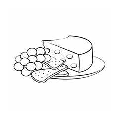 Of cheese grapes crackers on a plate food still life vector