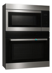 Obraz premium A wall-mounted built-in microwave and oven combo, maximizing space efficiency in a compact kitchen.