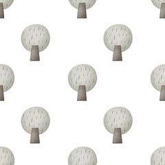 seamless pattern with cartoon trees. simple flat illustration. hand drawing. design for fabric, print, wrapper	
