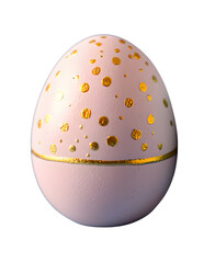 a white egg with gold foil on it