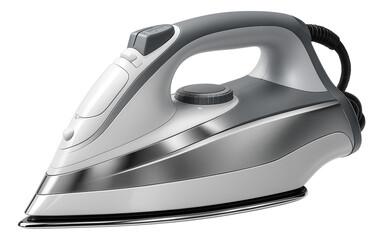 An iron with a retractable cord, useful for easy storage in a cottage's laundry room.