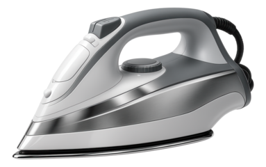 An iron with a retractable cord, useful for easy storage in a cottage's laundry room.