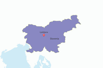 Vector graphic artwork suitable for print and web containing flat detailed map of SLOVENIA