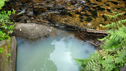 Pollution flowing into the river Cober