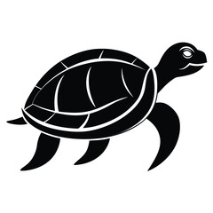 Elegant Black and White Turtle Illustration  A Simple, Stylish Vector Graphic of a Sea Turtle