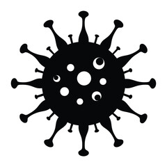 Microscopic Virus Illustration  Black and White Vector Graphic of a Pathogen