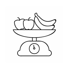 Of apples bananas on a scale with a dial fruit weighing