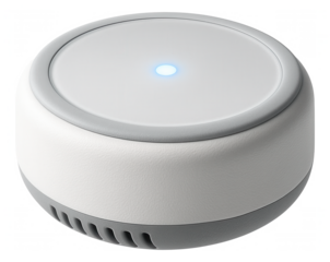 A compact water leak detector designed to be placed under the kitchen sink to alert homeowners of leaks in pipes.