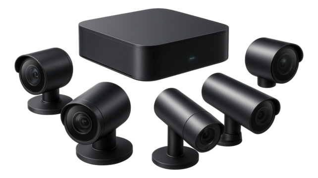A networked security camera system with multiple units for large estates.