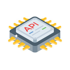 Well crafted isometric icon of api processor system