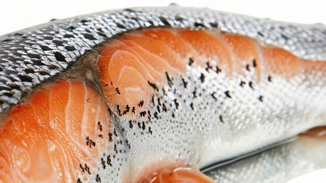 Fresh salmon fillet, texture and color showcased in this high-quality image