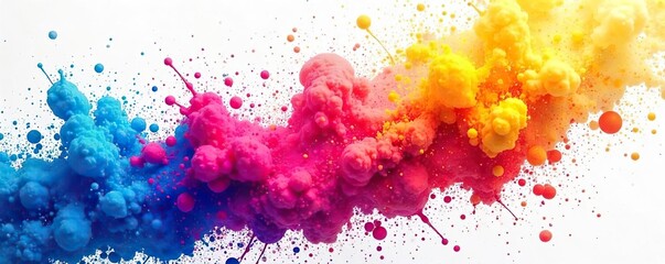 Colorful Paint Splatter Explosion Joyful Burst of Vibrant Hues on White