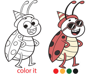 Cute Beetle Coloring Book for Kids – Big-Eyed Cartoon Bugs with Smiles & Fun Expressions