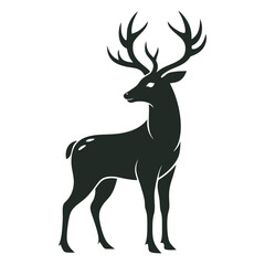 Majestic Stag Silhouette Elegant Dark Green Deer Illustration