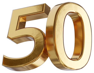 50 golden 3d render symbol