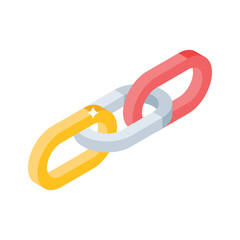 Check out this isometric icon of seo backlink chain