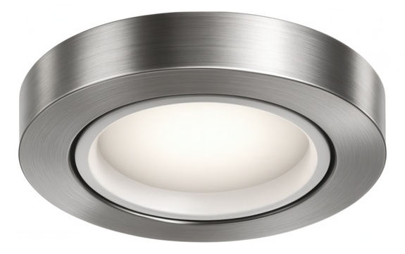 Smart recessed lighting with a brushed metal finish, enhancing the sophistication of a home theater.