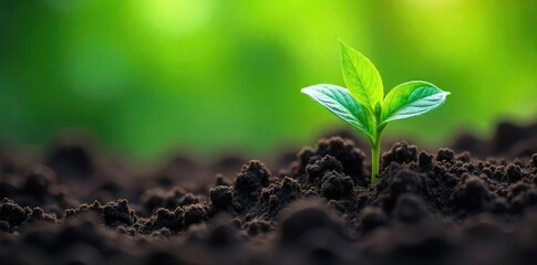 Fototapeta premium Partially Submerged Green Plant A Poignant Symbol of Buried Natural Beauty
